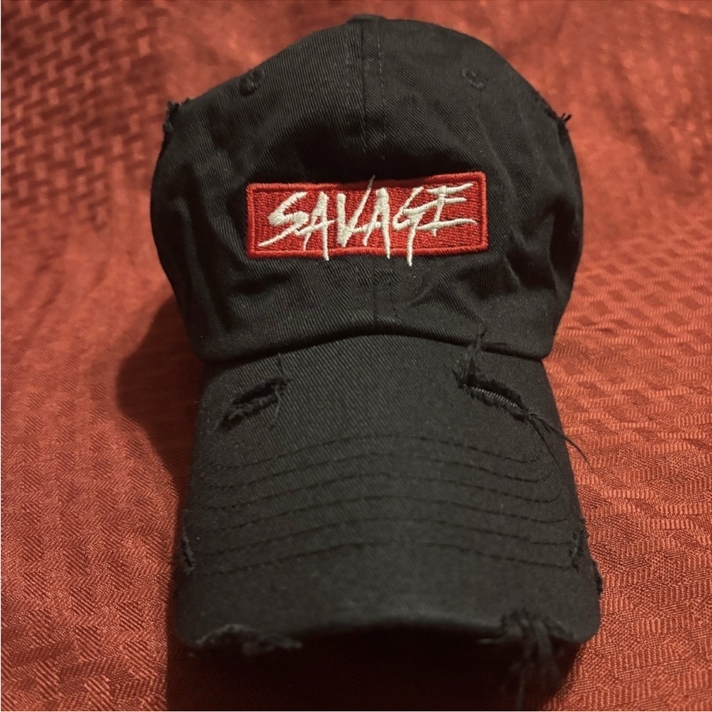 Hatco Black Cap with Red “Savage” Embroidered Patch